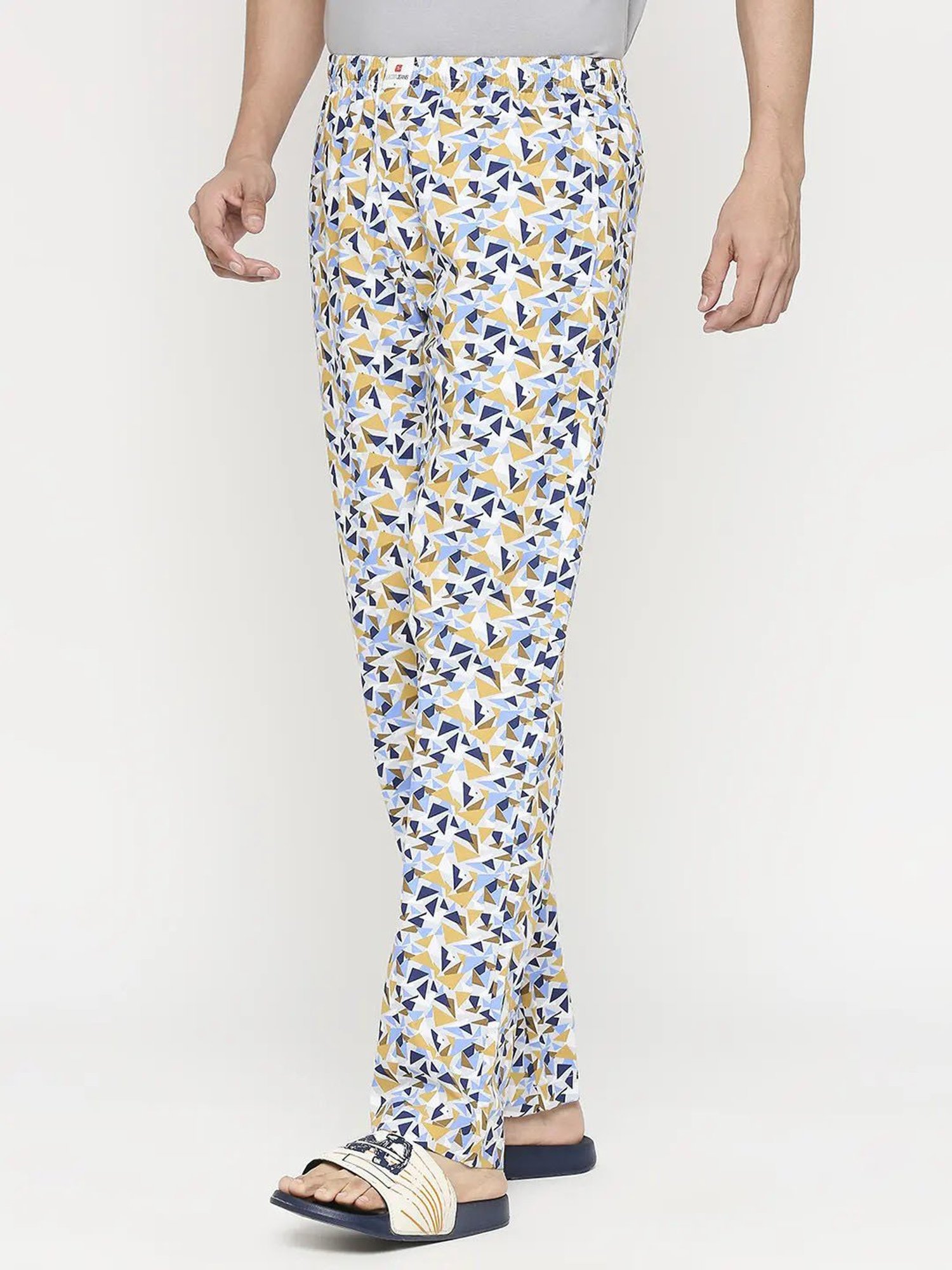 UnderJeans by Spykar Yellow & Blue Regular Fit Printed Trackpants