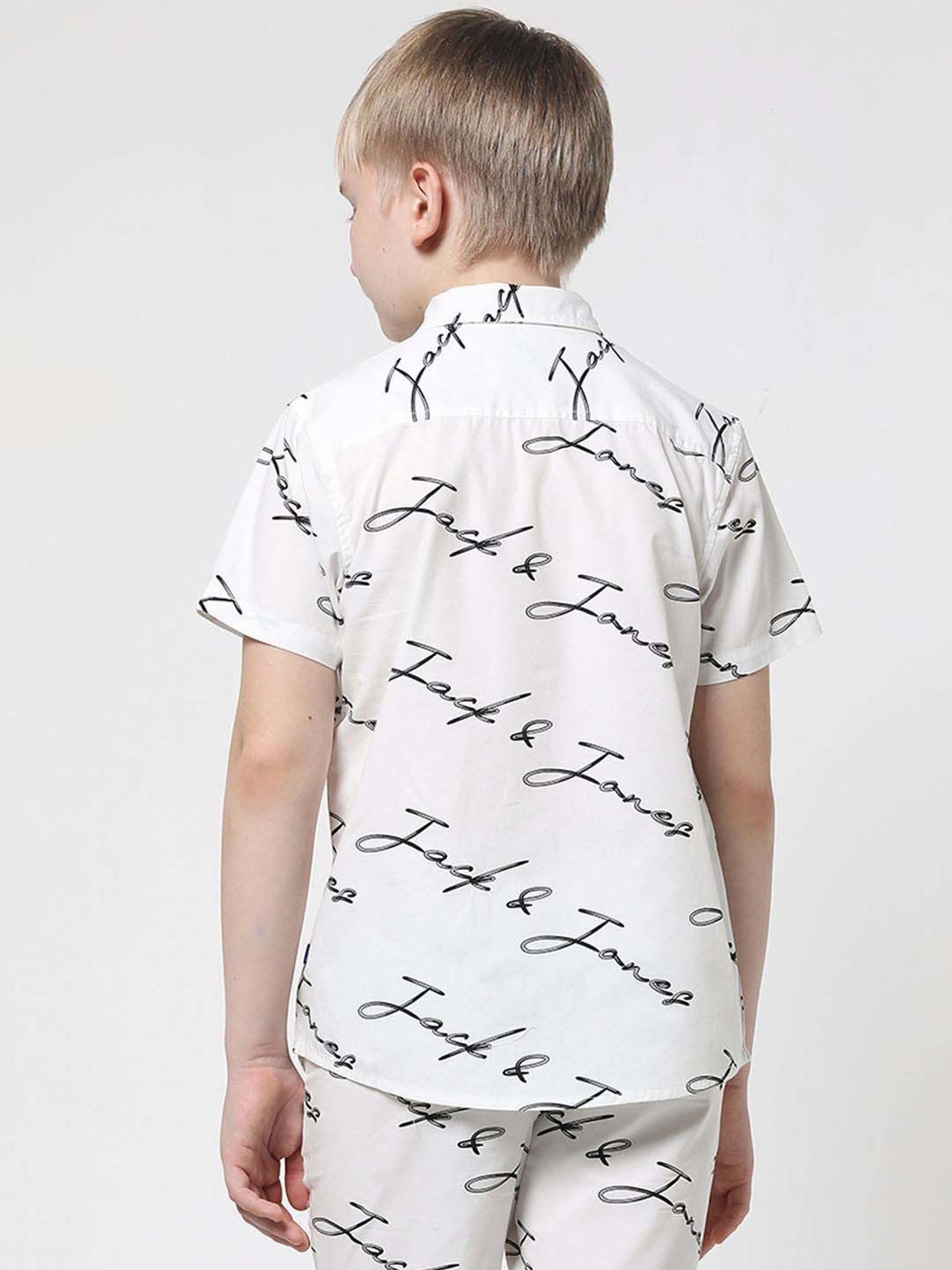 Jack & Jones Junior White Cotton Printed Shirt