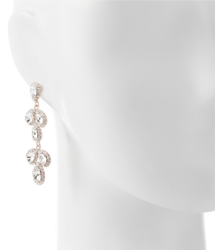 Gemma Layne Pave Pearl Linear Statement Earrings