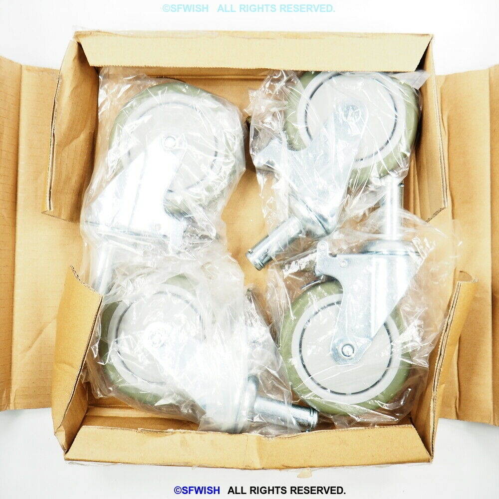 NEW ULINE H-1205WH 5" Polyurethane Casters for Wire Shelving - Set of 4, Chrome