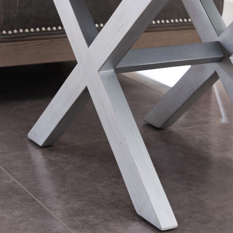 Mirrored Diamond Filigree X Base Nightstand/Table Silver Leaf - Leick Home