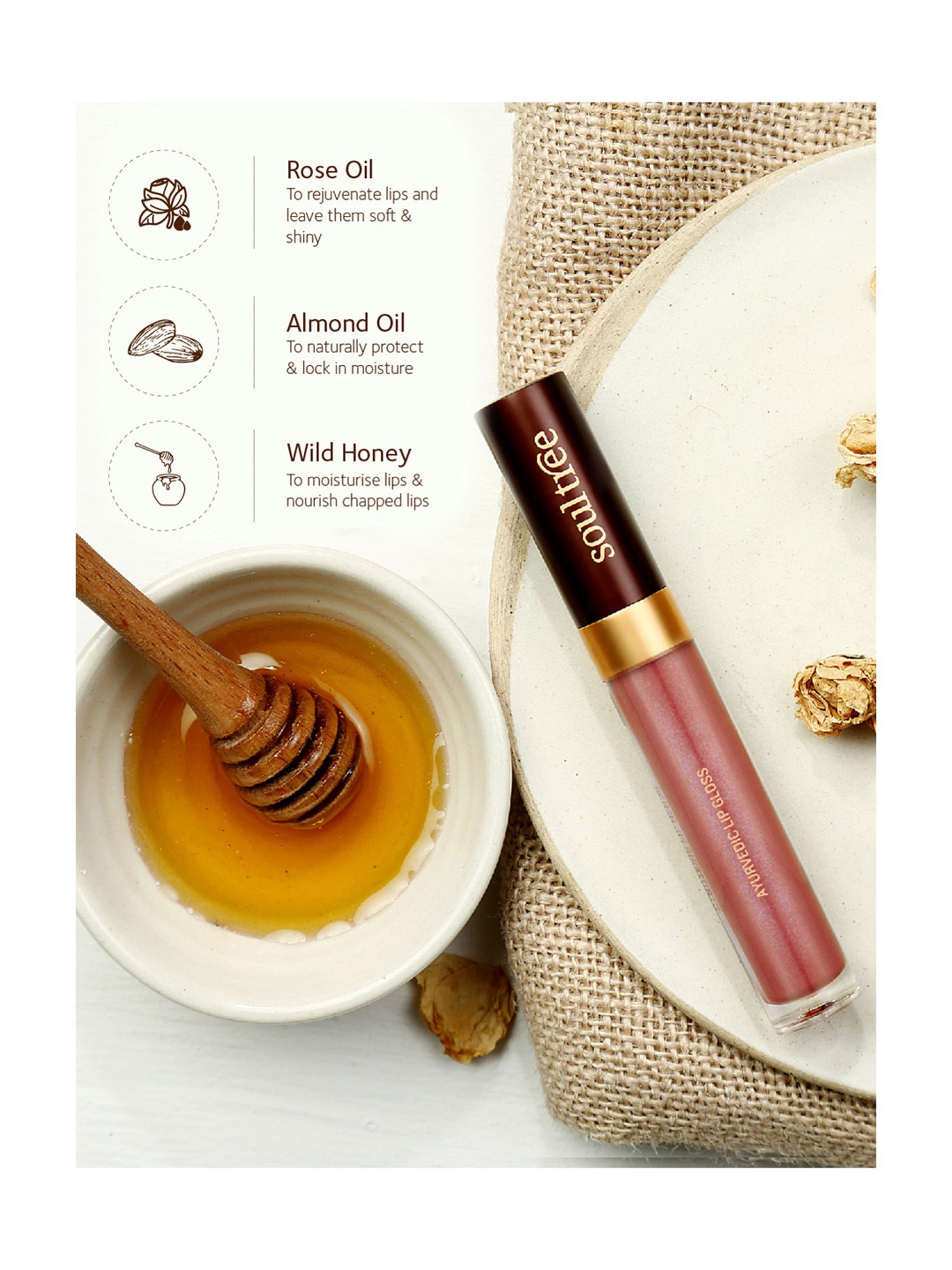 SoulTree Ayurvedic Lip Gloss - Sunshine - 5 gm | Organic Lip Gloss