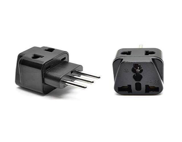 OREI 2 in 1 USA to Italy Adapter Plug (Type L) - 2 Pack, Black
