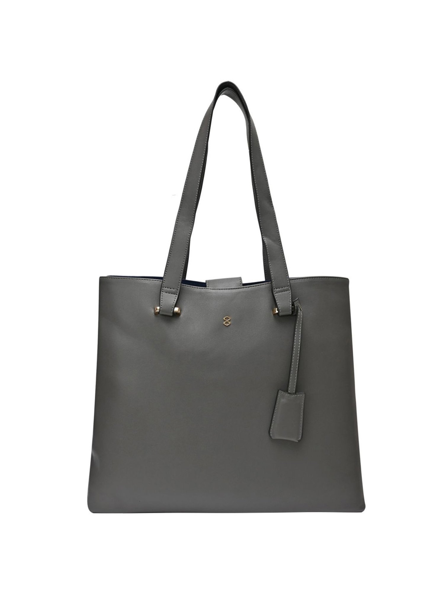 Horra Grey Solid Tote Handbag
