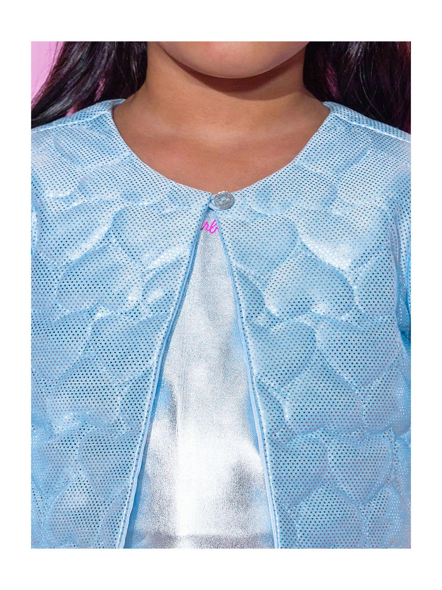 Lil Drama Kids Blue Printed Full Sleeves Shrug