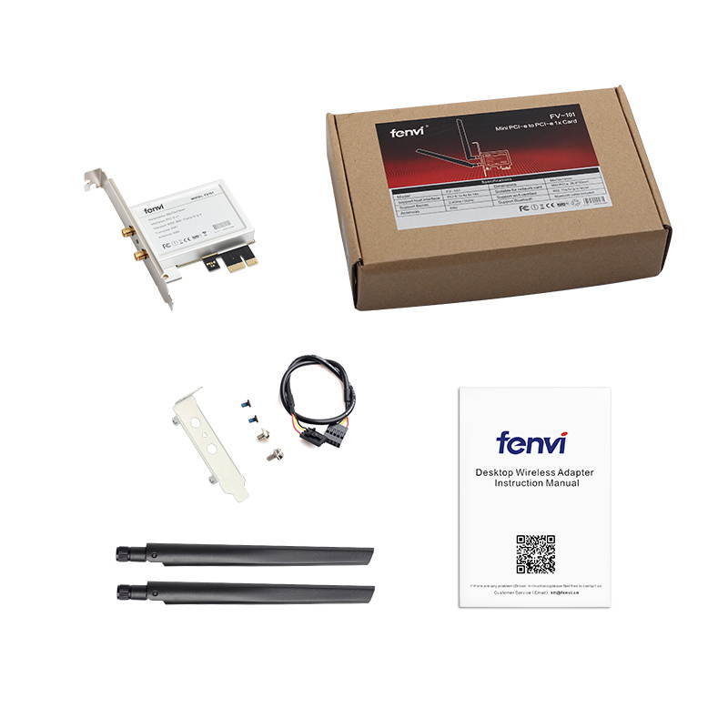 Fenvi FV-101 Mini PCI-E Wi-Fi Card To PCI-E Wireless Desktop Adapter Converter, Mini PCI-E to PCI Express, 2x Antenna + Low Profile Bracket For Half Size Mini PCI-E Wifi Bluetooth Card Intel 7260HMW