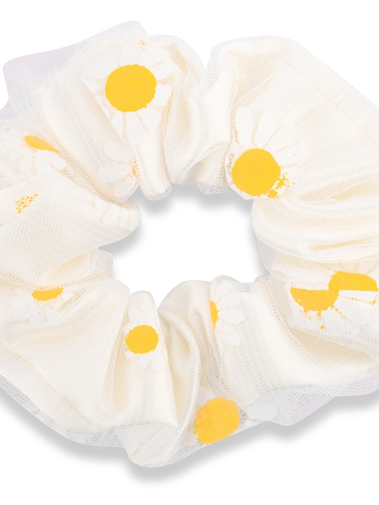 ToniQ White Printed Ponytail Holder Scrunchie