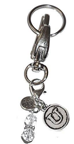 Initial Alphabet Charm Key Chain Ring, Women's Purse or Necklace Charm, Comes in a Gift Box! (U)