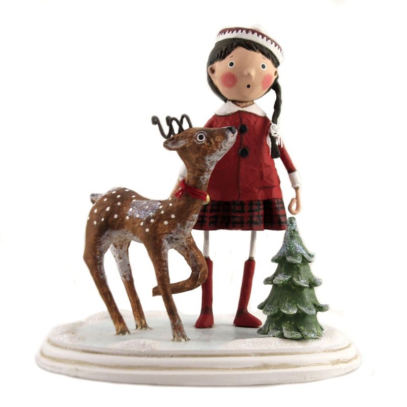 Lori Mitchell 6.75" Winter Wonderland Deer Tree Snow Christmas  -  Decorative Figurines