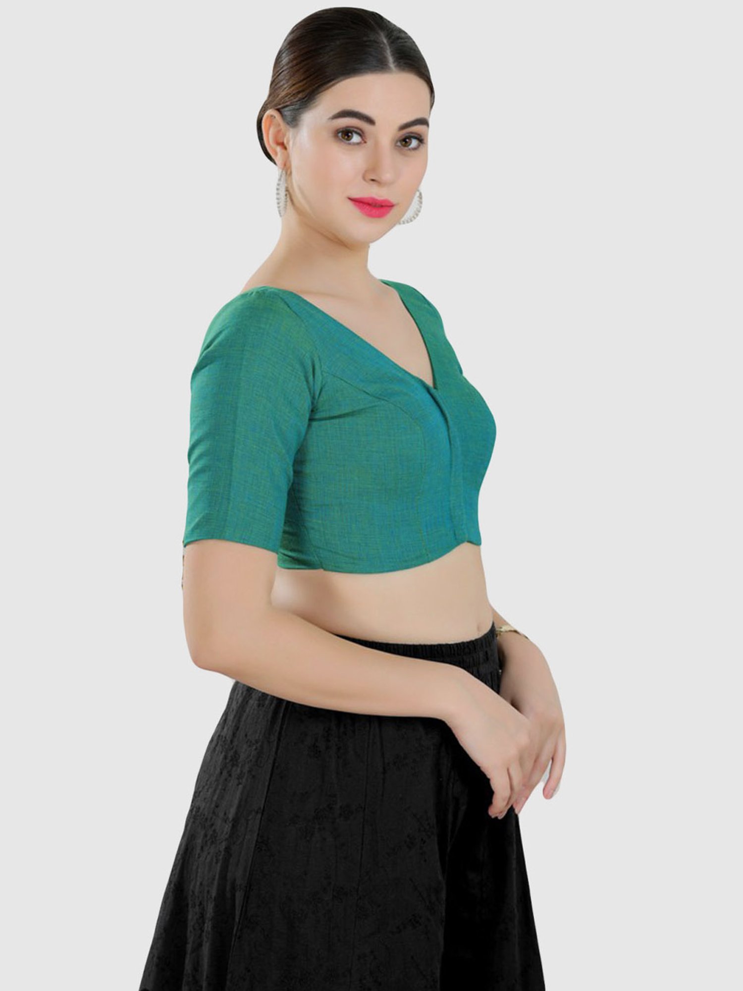 Salwar Studio Rama Green Plain Blouse