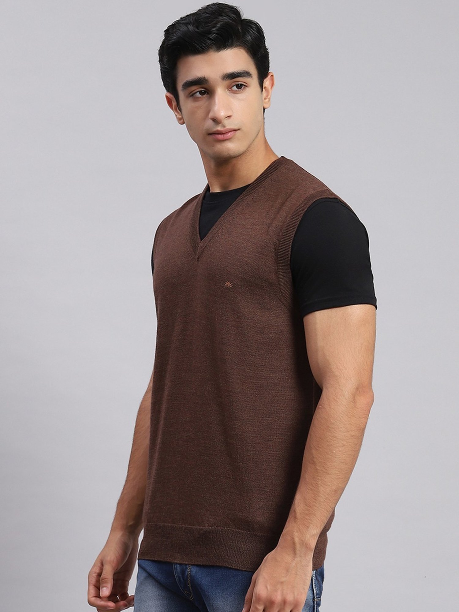 Monte Carlo Dark Brown Regular Fit Sweater