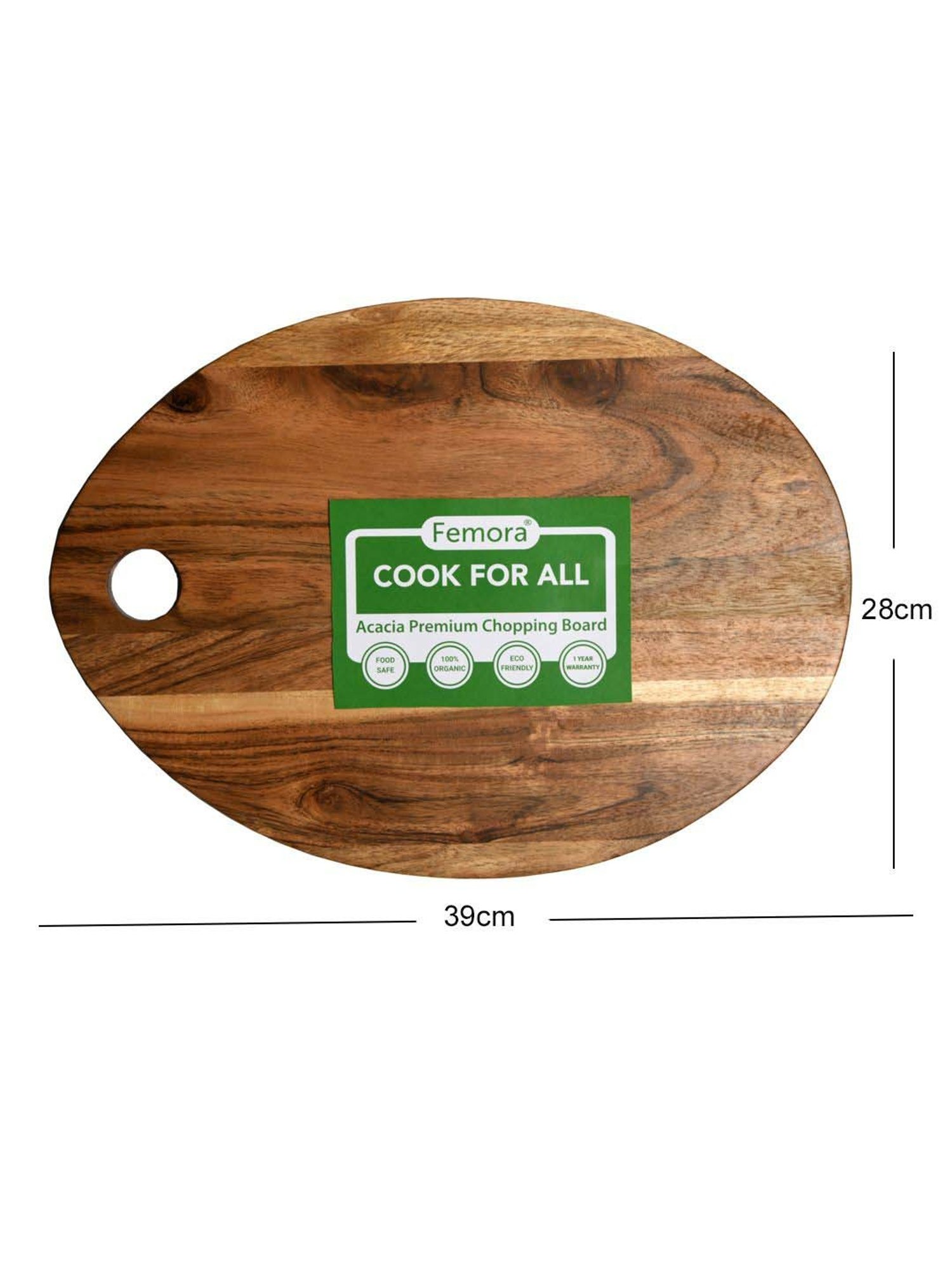 Femora Brown Wood Oval-Shaped Vegetable Chopping Board