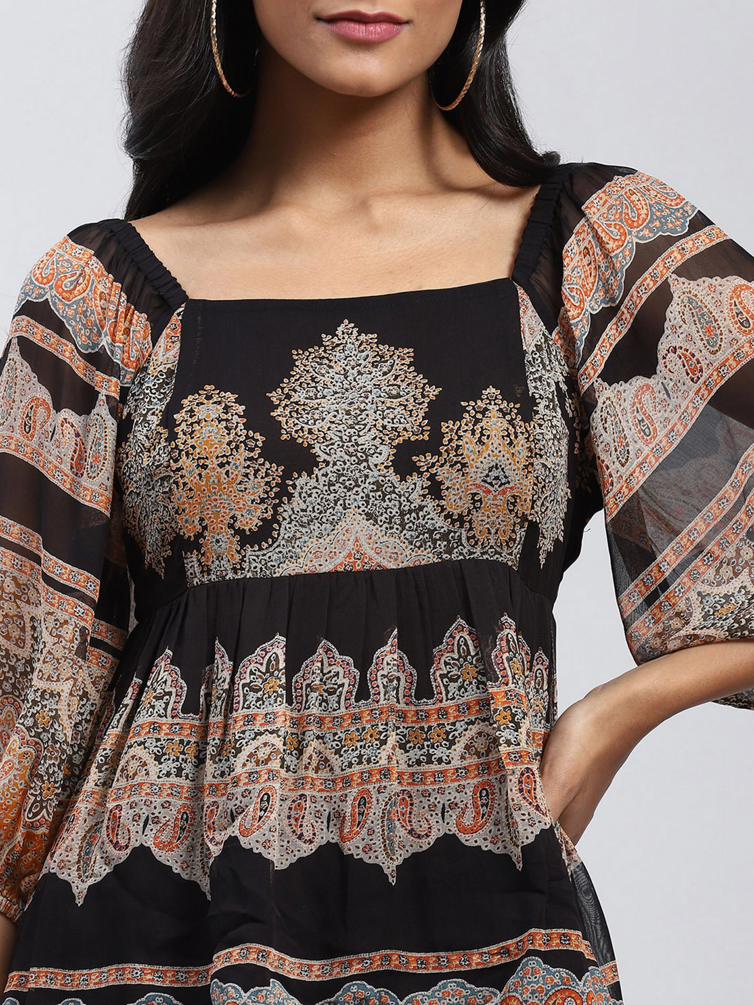 Label Ritu Kumar Black Printed Top