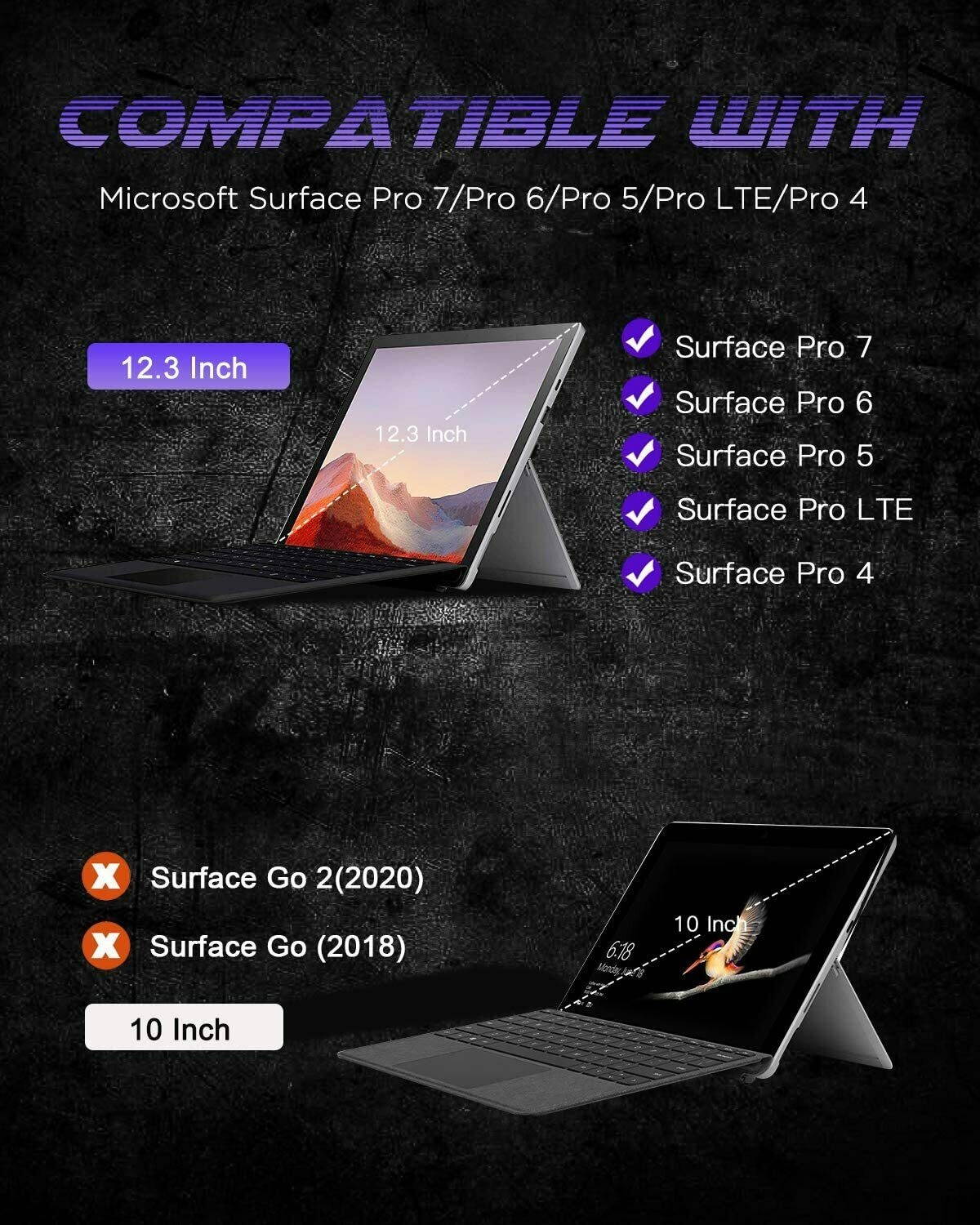 MoKo For Surface Pro 7/6/5/4/Pro LTE Rugged Case Cover + Kickstand + Pen Holder