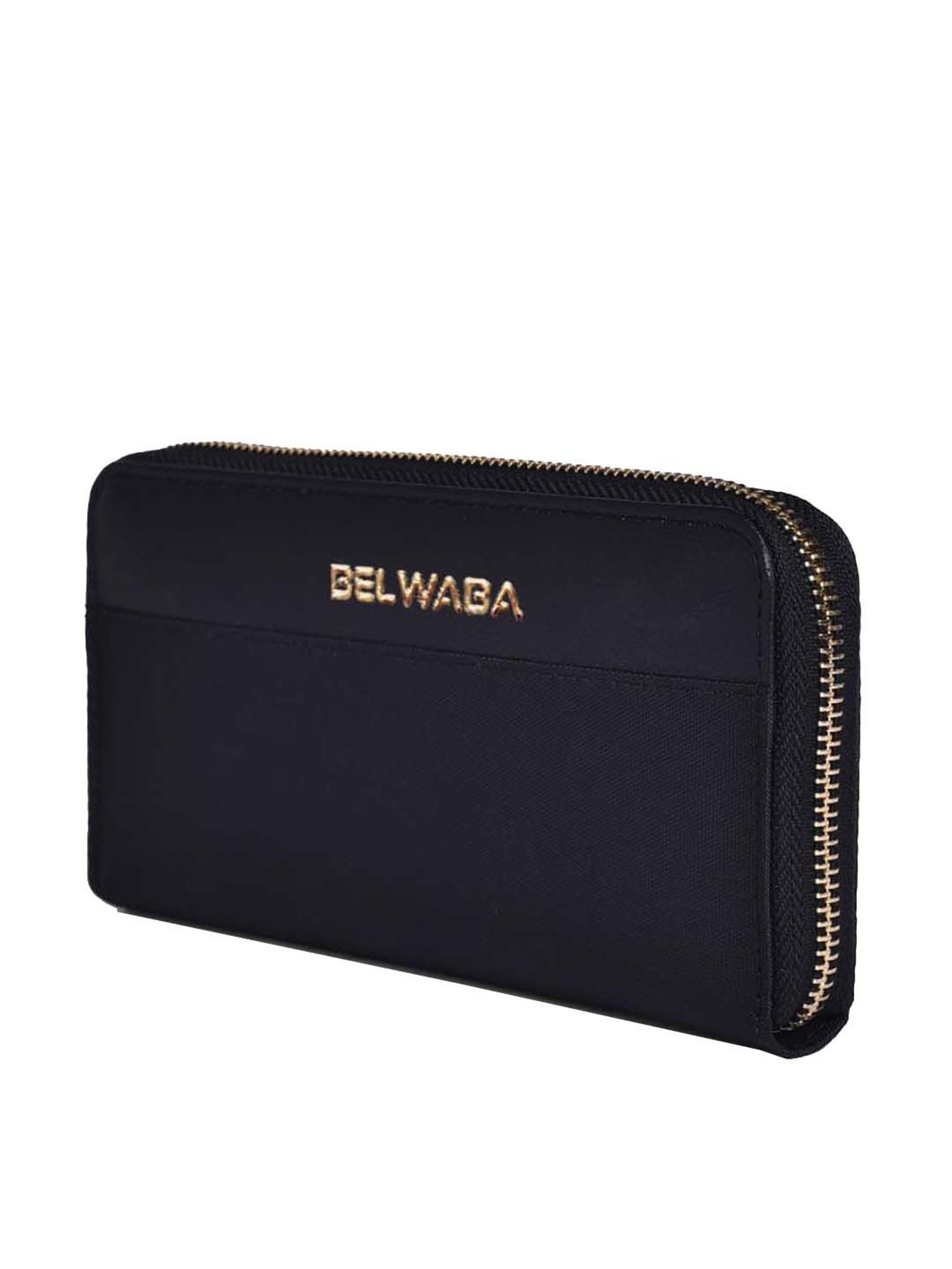 BELWABA Black Textured Zip Around Wallet for Women
