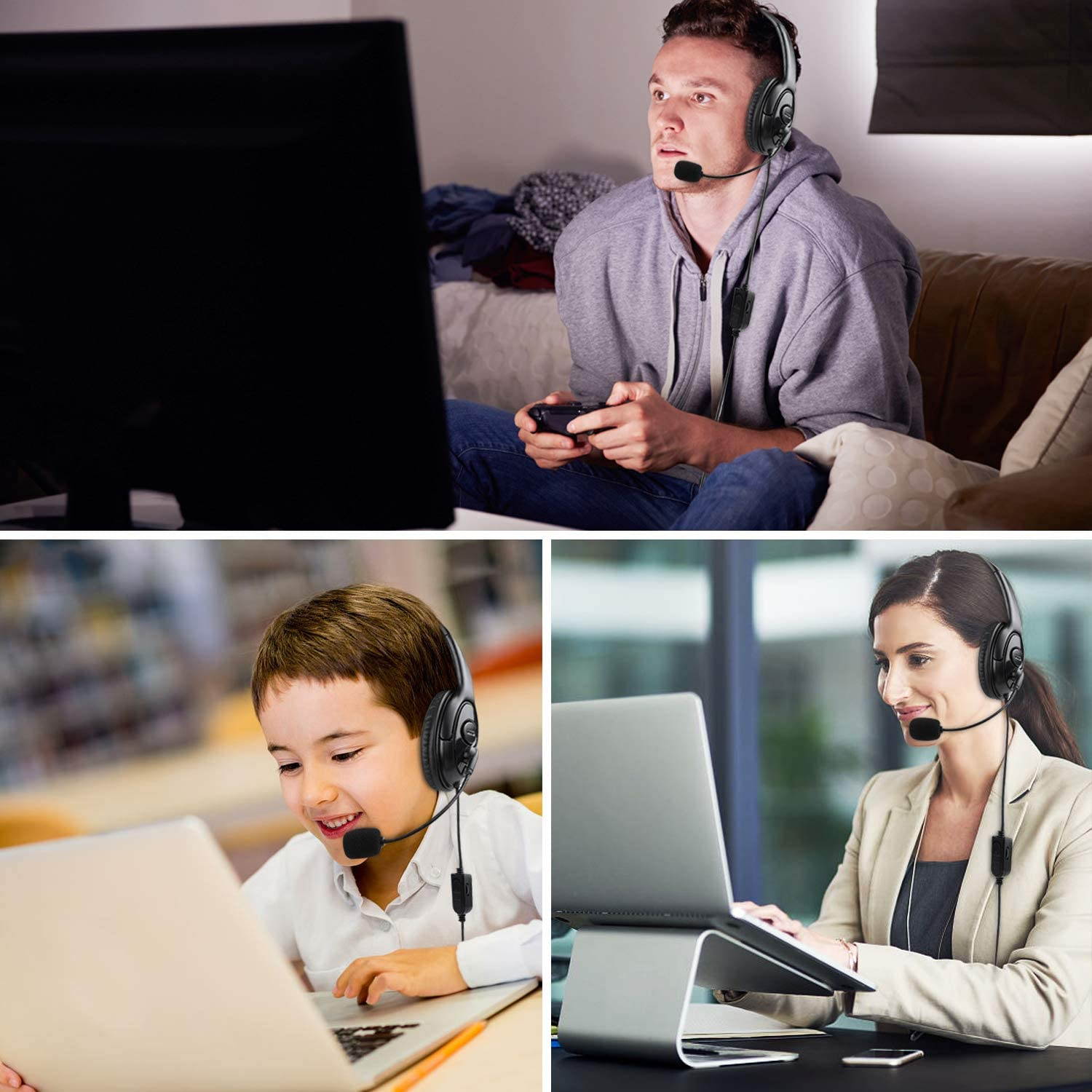 PS5 PS4 Unilateral Headset, 3.5mm Wired Online Gaming One Ear Headphone with Microphone for Sony Playstation 5 4, PS4 Pro PS4 Slim Controller, Nintendo Switch, Laptop, Smartphone, Office Business