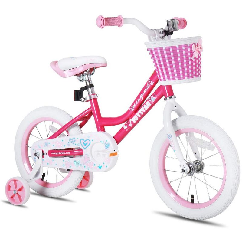 Joystar Angel 12 Inch Kids Toddler Training Balance Bike Bicycle with Training Wheels, Rubber Air Free Tires, and Coaster Brake, Ages 2 to 4, Pink