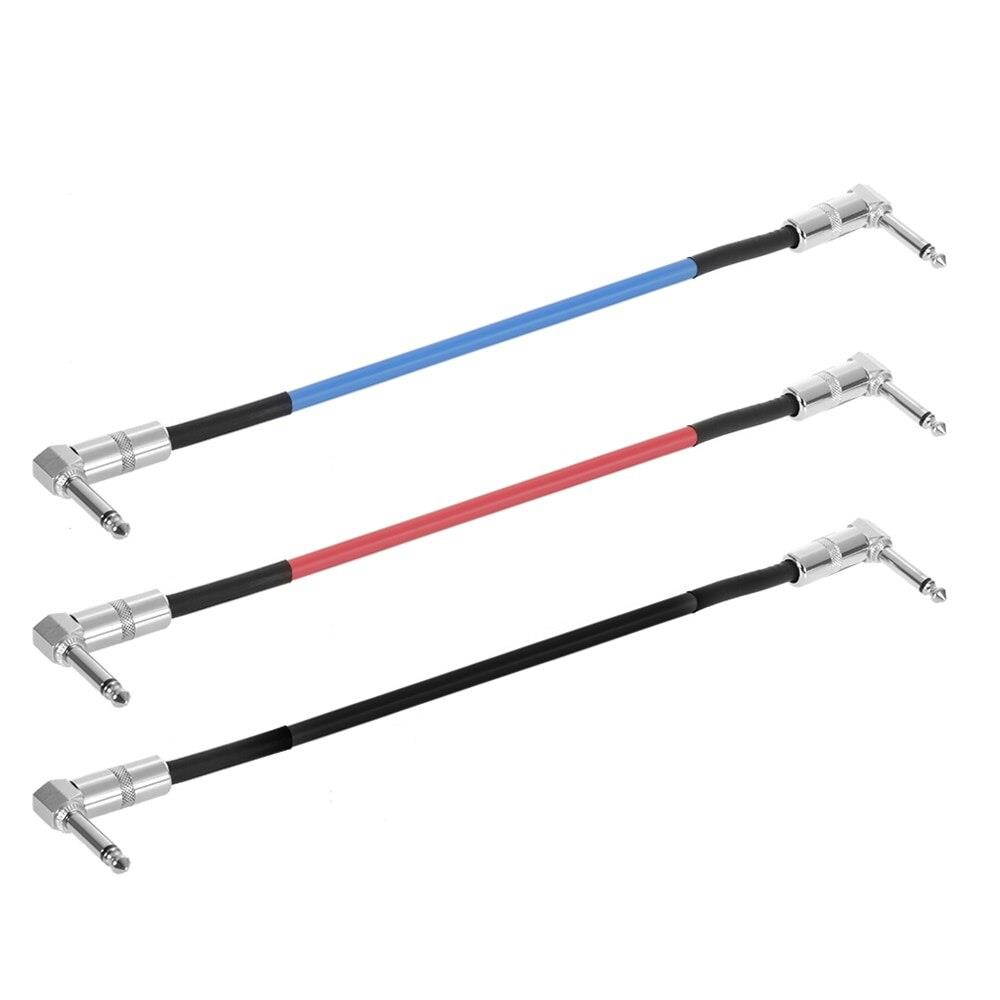 3-pack 10 Inch Guitar Effect Pedals Pedalboard Cables Connector PVC with 6.35mm 1/4" Right Angle Plug