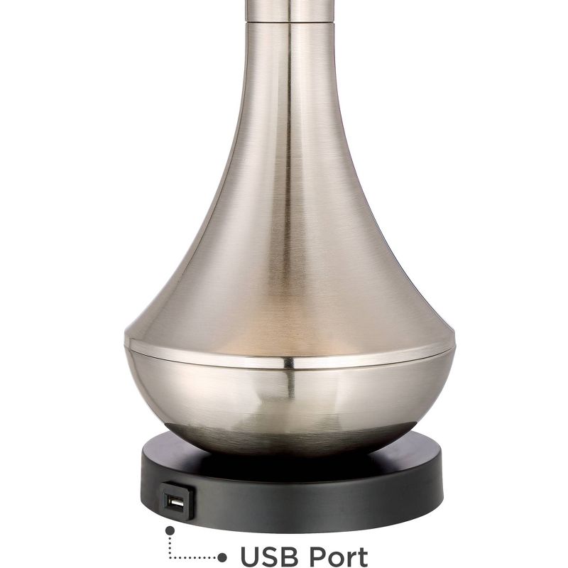 360 Lighting Simon Brushed Nickel USB Cream Shade Table Lamps Set of 2