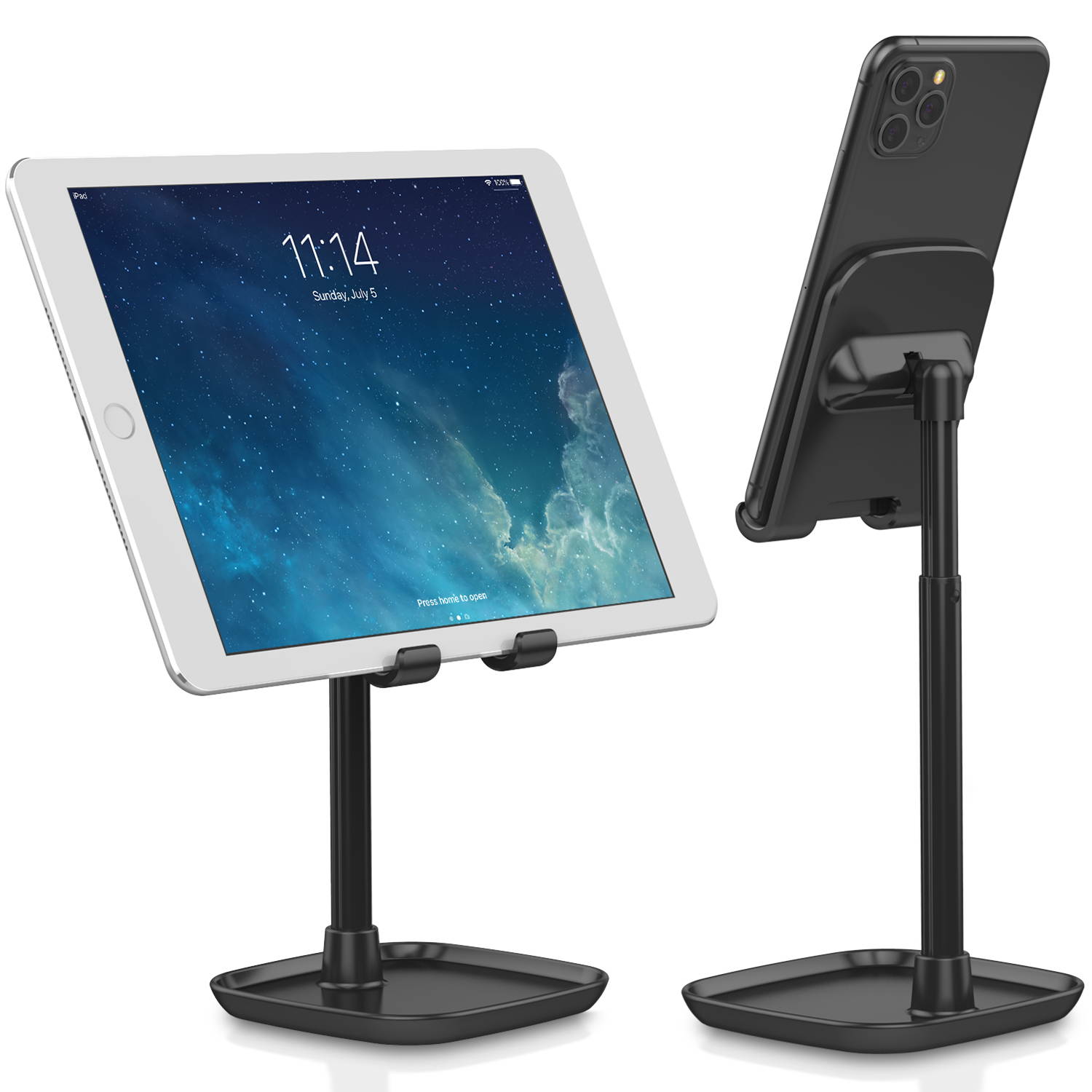 Tekpluze Cell Phone Stand for Desk,Smartphone Stand with Adjustable Angle and Height,Mobile Phone Stand with Nonslip Base, Compatible with All Smartphone,iPhone,iPad and Switch (4-10") - Black