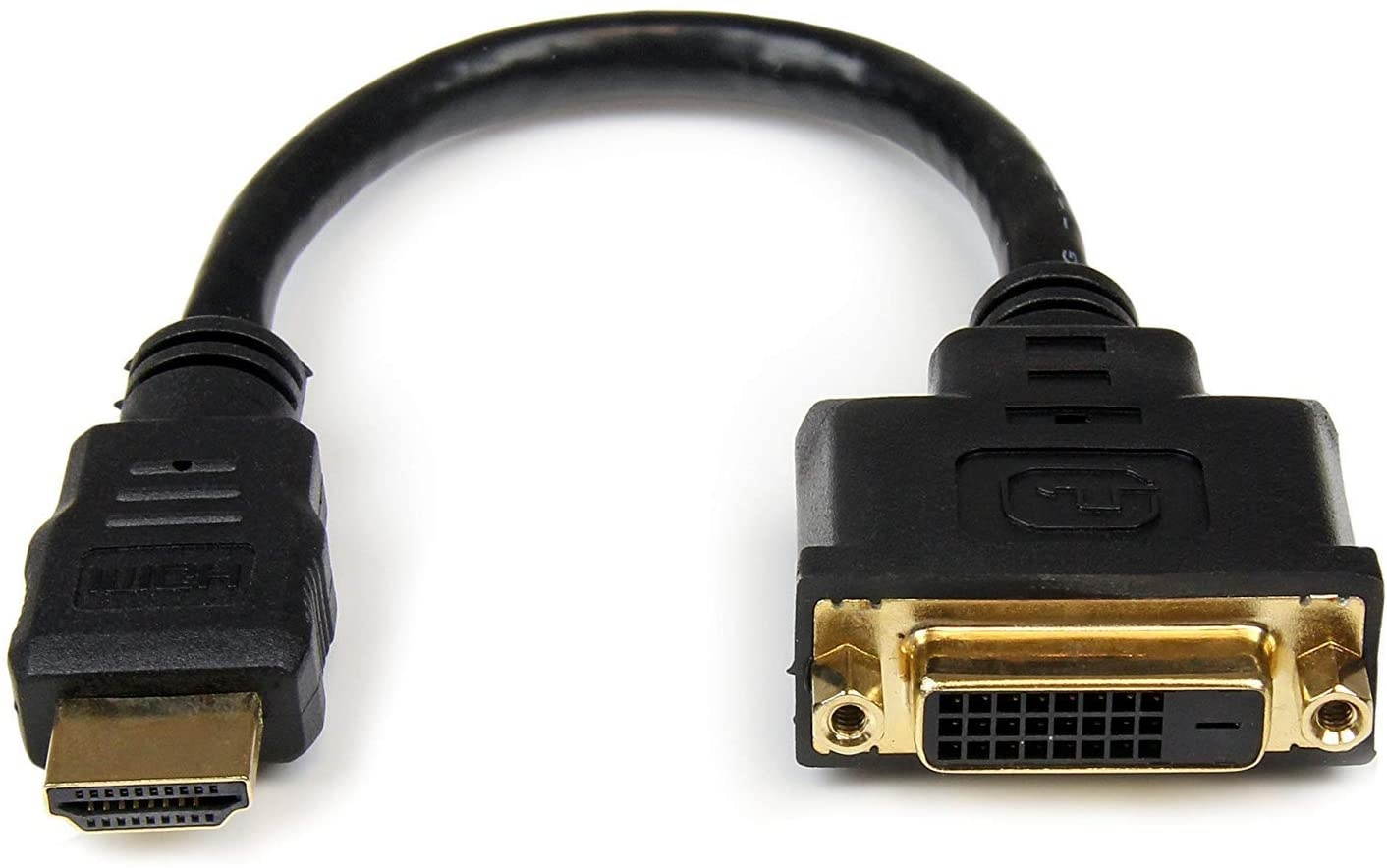 HDMI Male to DVI Female Adapter - 8in - 1080p DVI-D Gender Changer Cable (HDDVIMF8IN), Black