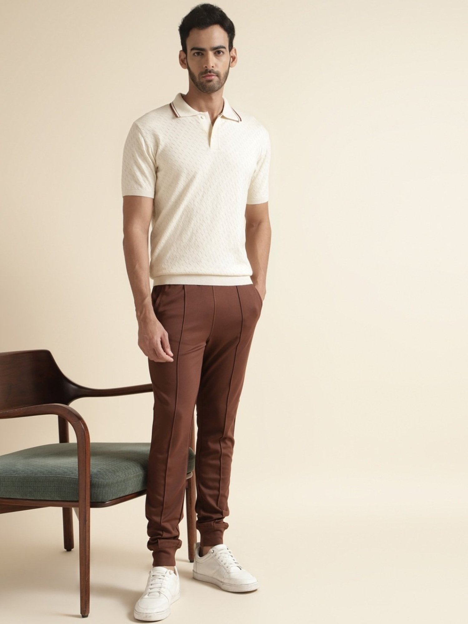 Andamen Off White Regular Fit Polo T-Shirt