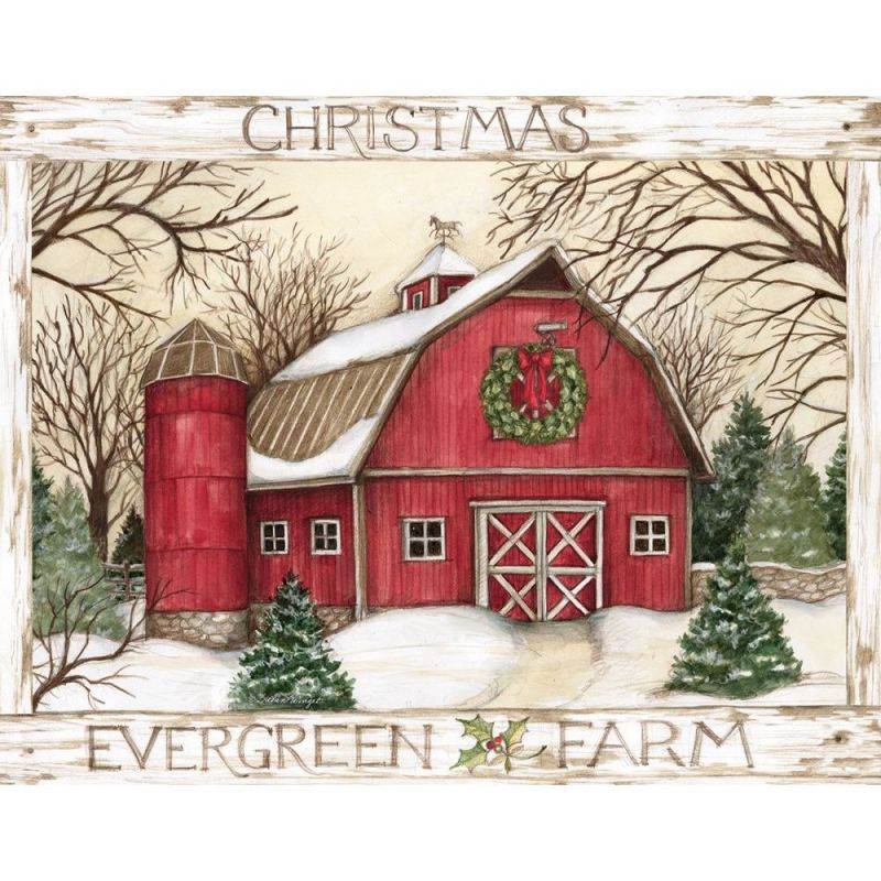 Lang Companies,  Evergreen Farm Boxed Christmas Cards (18 pack) w/ Decorative Box by Susan Winget