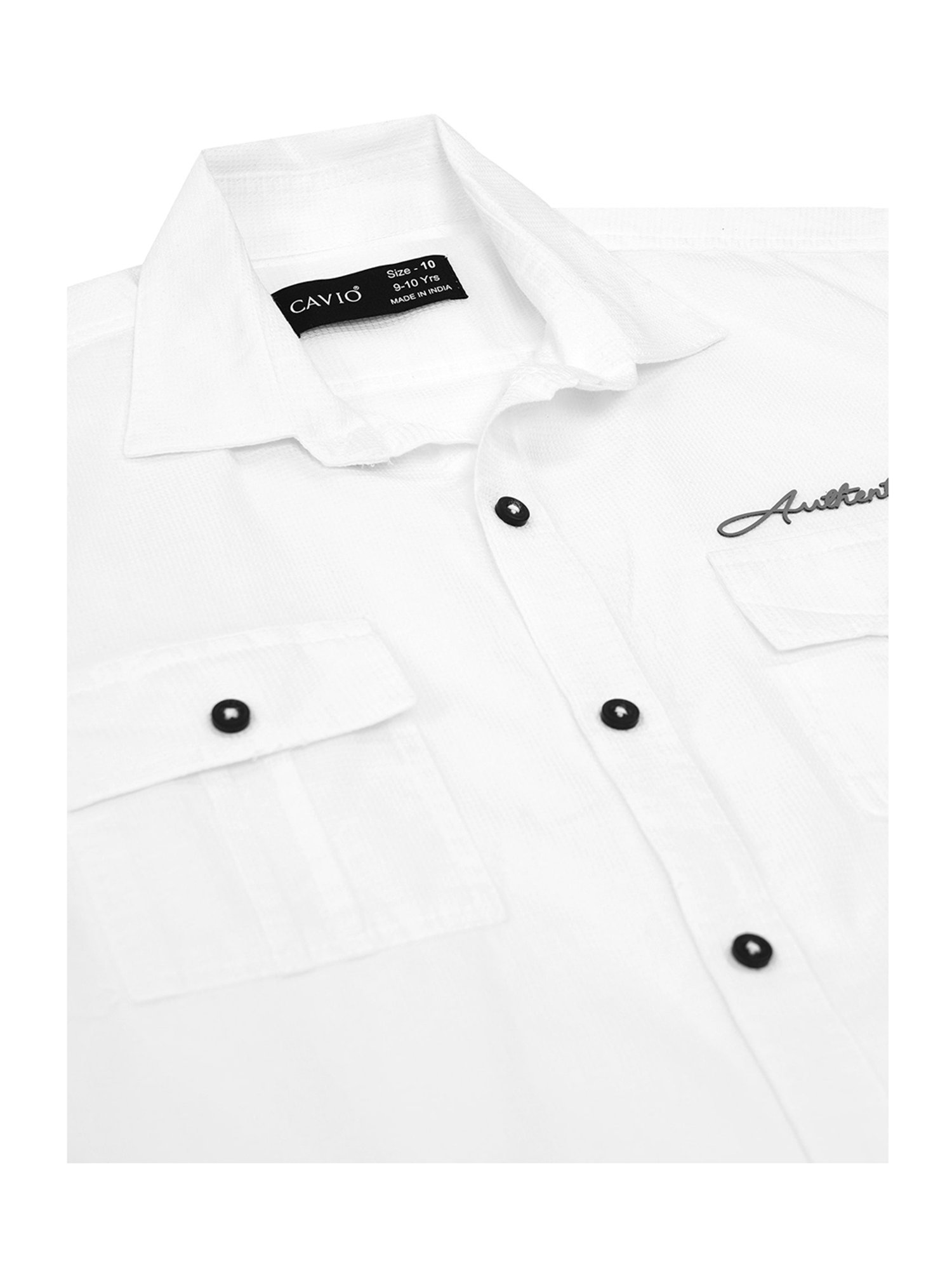 Cavio Boys White Solid Full Sleeves Shirt