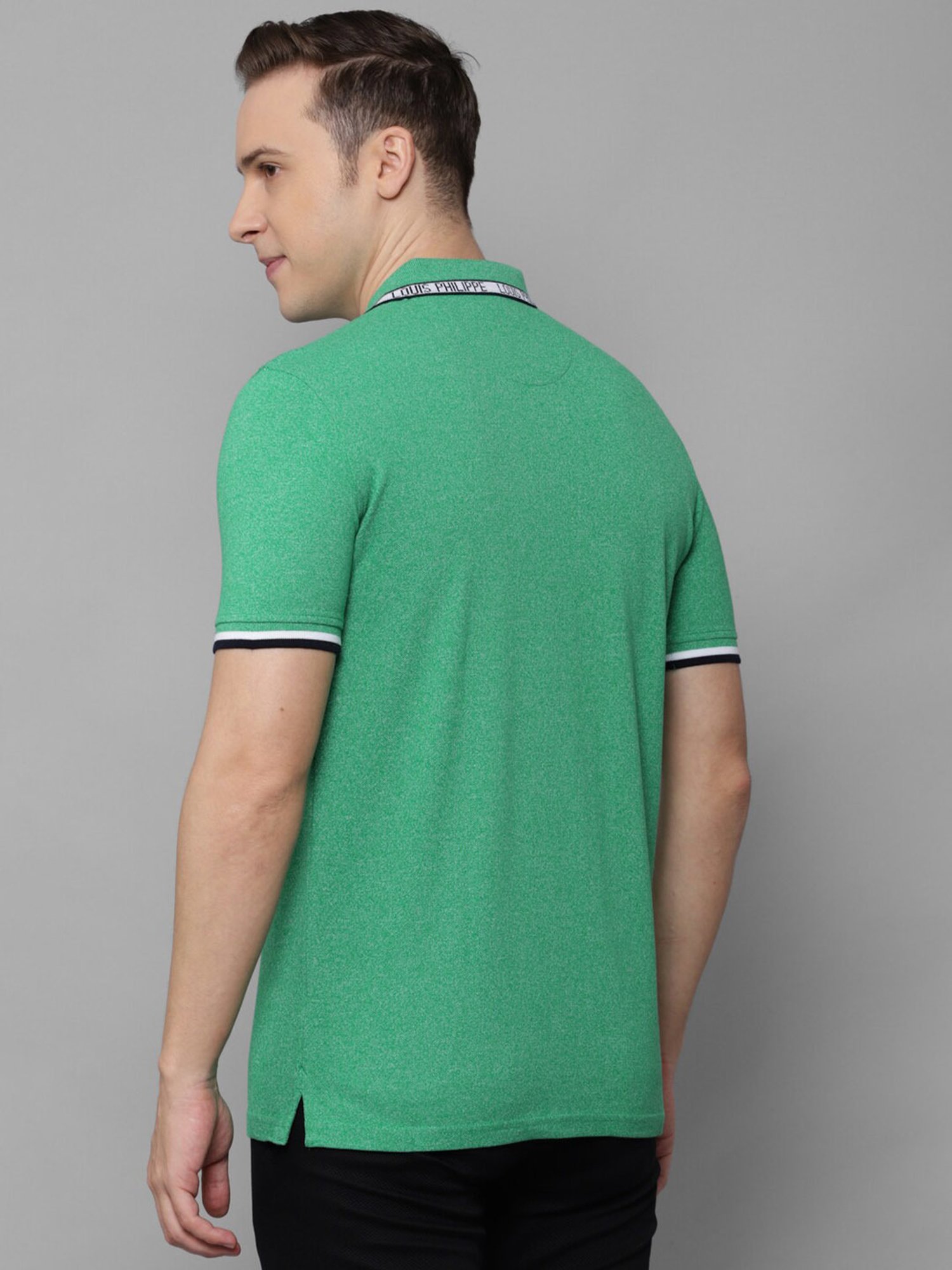 Louis Philippe Sport Light Green Cotton Slim Fit Polo T-Shirt
