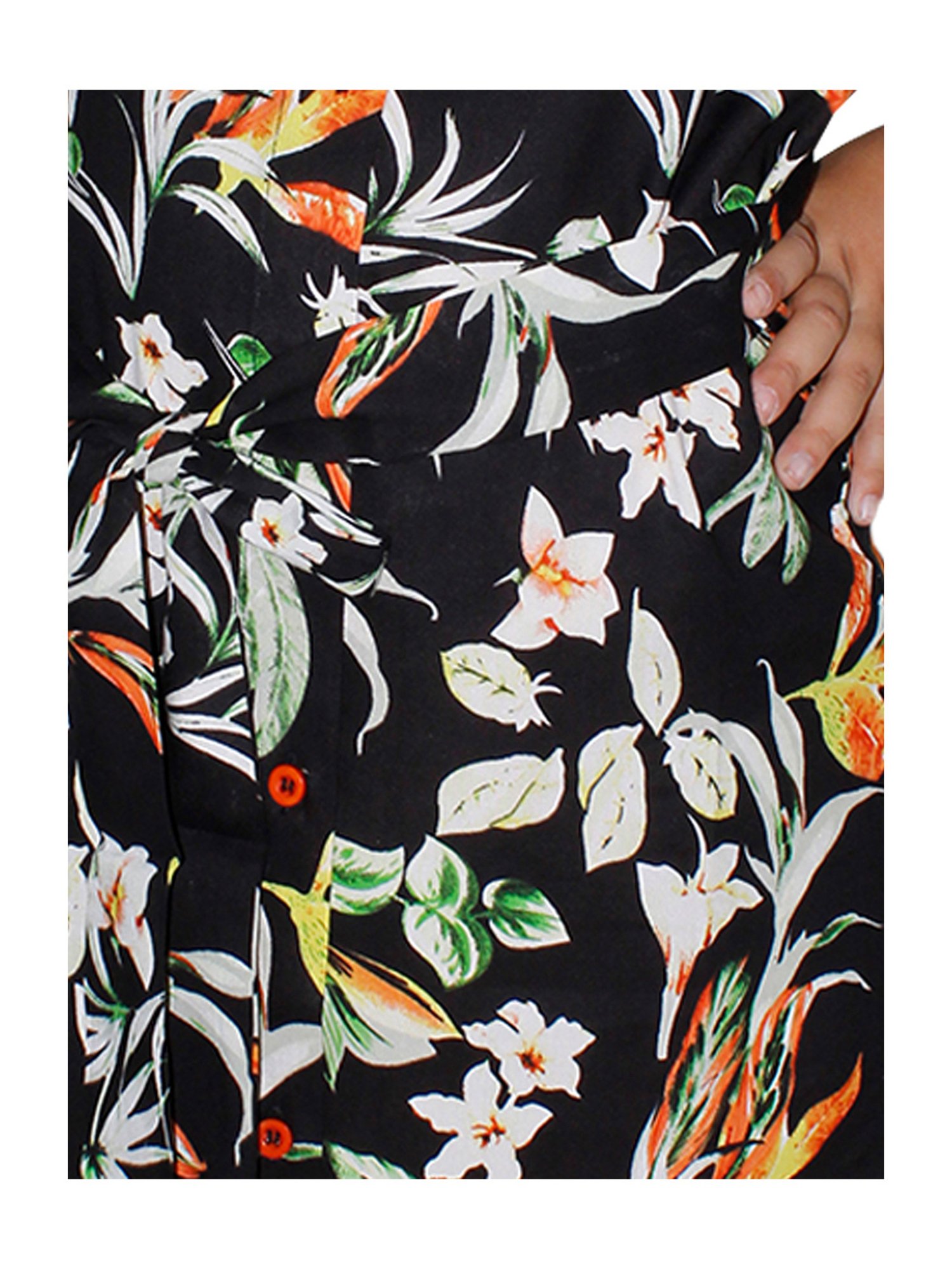 Kiddopanti Kids Black Floral Print Full Sleeves Shirt Dress