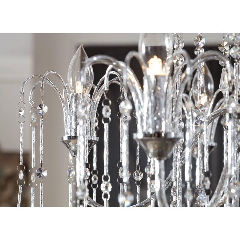 Vienna Full Spectrum Chrome Chandelier 29" Wide Crystal Rain Curved Arm Halogen 6-Light Fixture Dining Room Foyer Kitchen Entryway
