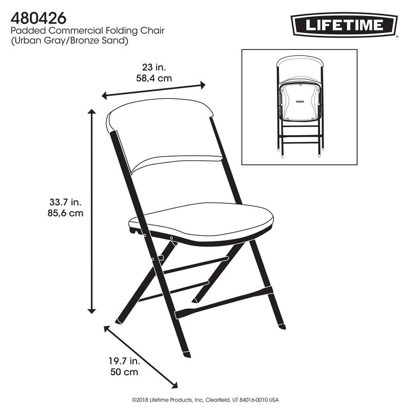 4pk Padded Commercial Grade Folding Chair Gray - Lifetime