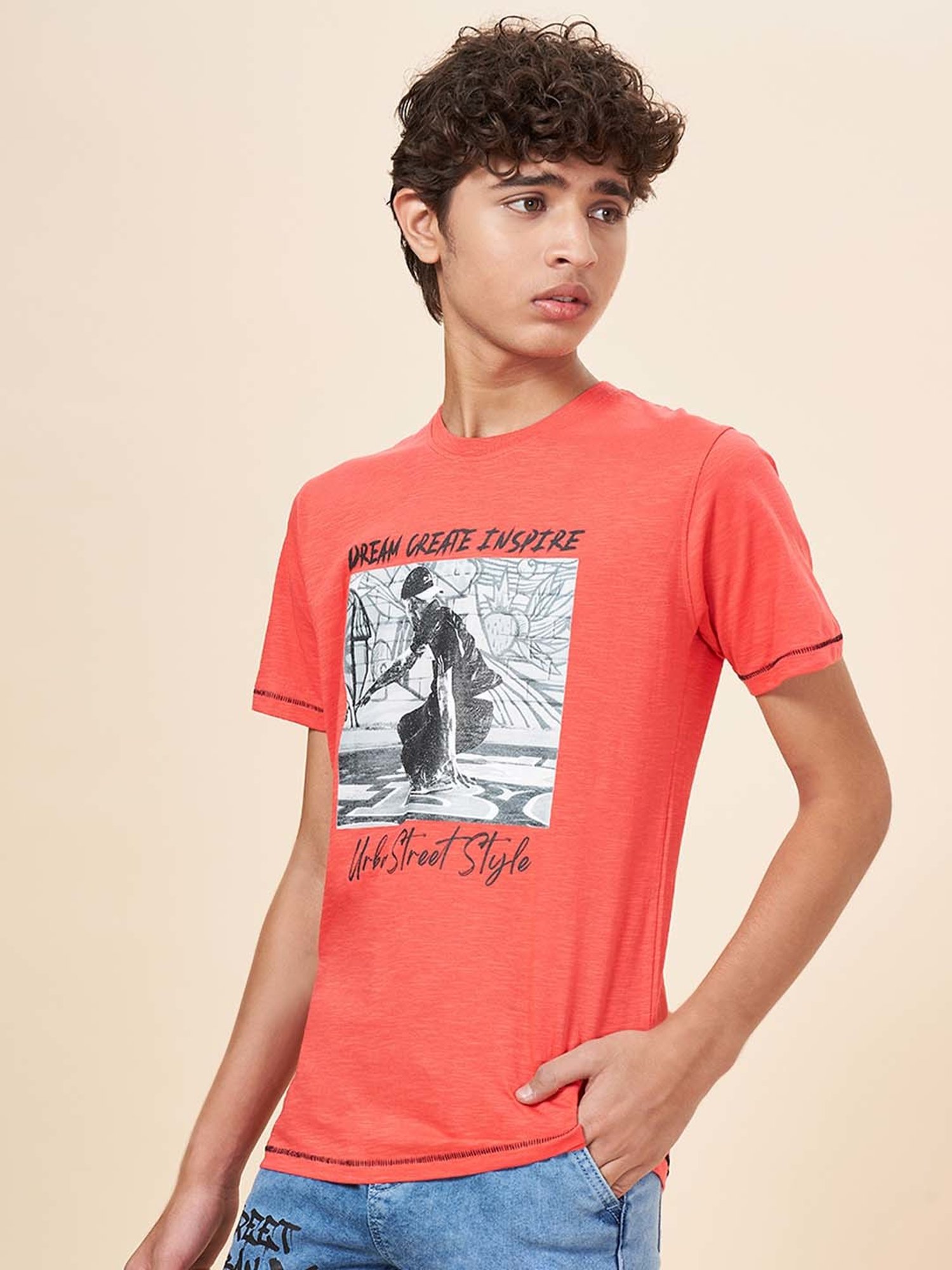 Coolsters by Pantaloons Kids Orange Cotton Printed T-Shirt