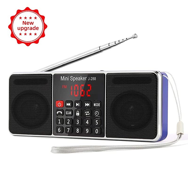 J288 Portable Radio AM FM Battery Operated Radio with Bluetooth Speaker Sleep Timer PowerSaving Display UltraLong Antenna AUX Input USB Disk TF Card MP3 Player NO Manual Preset