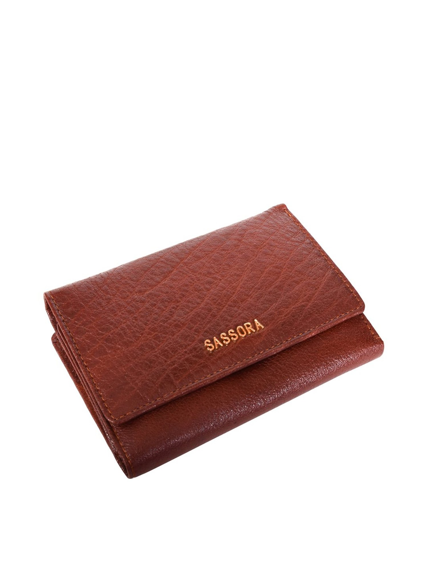 SASSORA Brown Solid Rfid Tri-Fold Wallet for Women