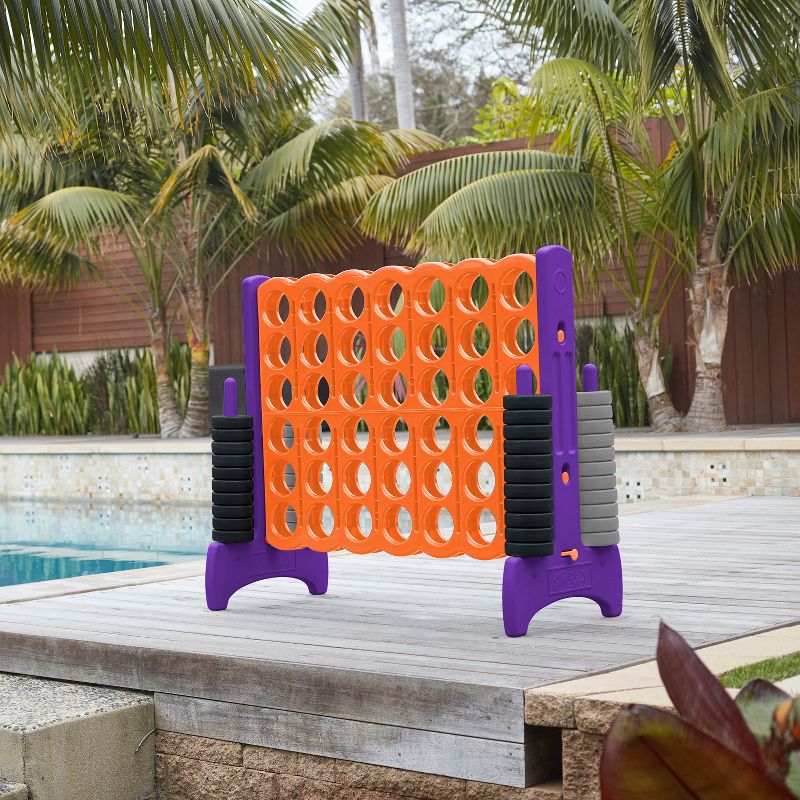 ECR4Kids Jumbo Four-To-Score Giant Game-Indoor/Outdoor 4-In-A-Row Connect - Orange and Purple