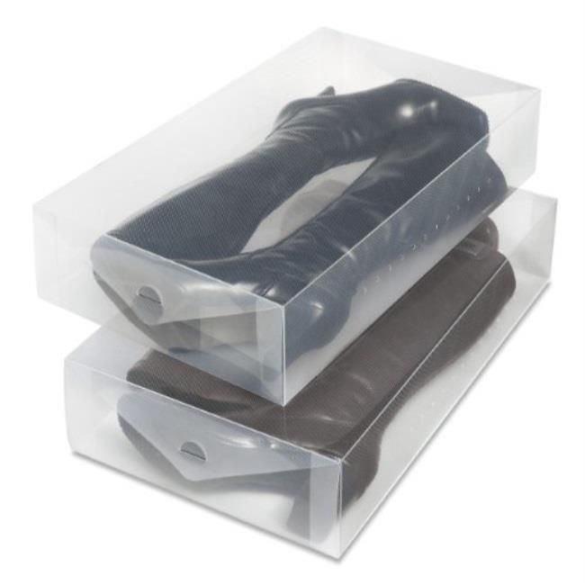 whitmor clear vue boot box  heavy duty stackable boot storage  set of 2