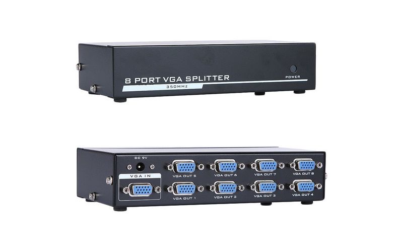 4XEM 8-Port VGA Splitter 350 MHz - 350 MHz to 350 MHz - 2048 x 1536 - 213 ft Maximum Operating Distance - VGA In - VGA Out