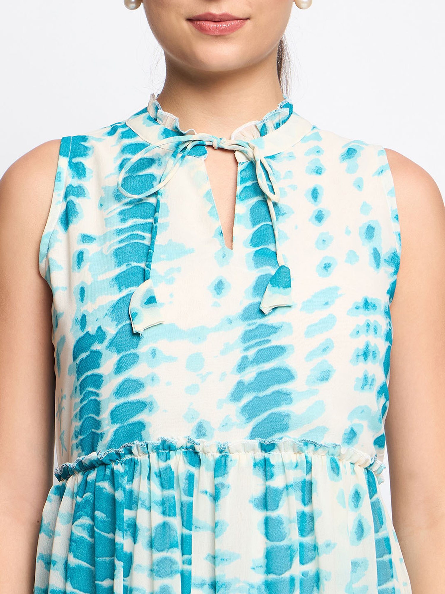 BRINNS Turquoise Tie-Dye Fit & Flare Dress