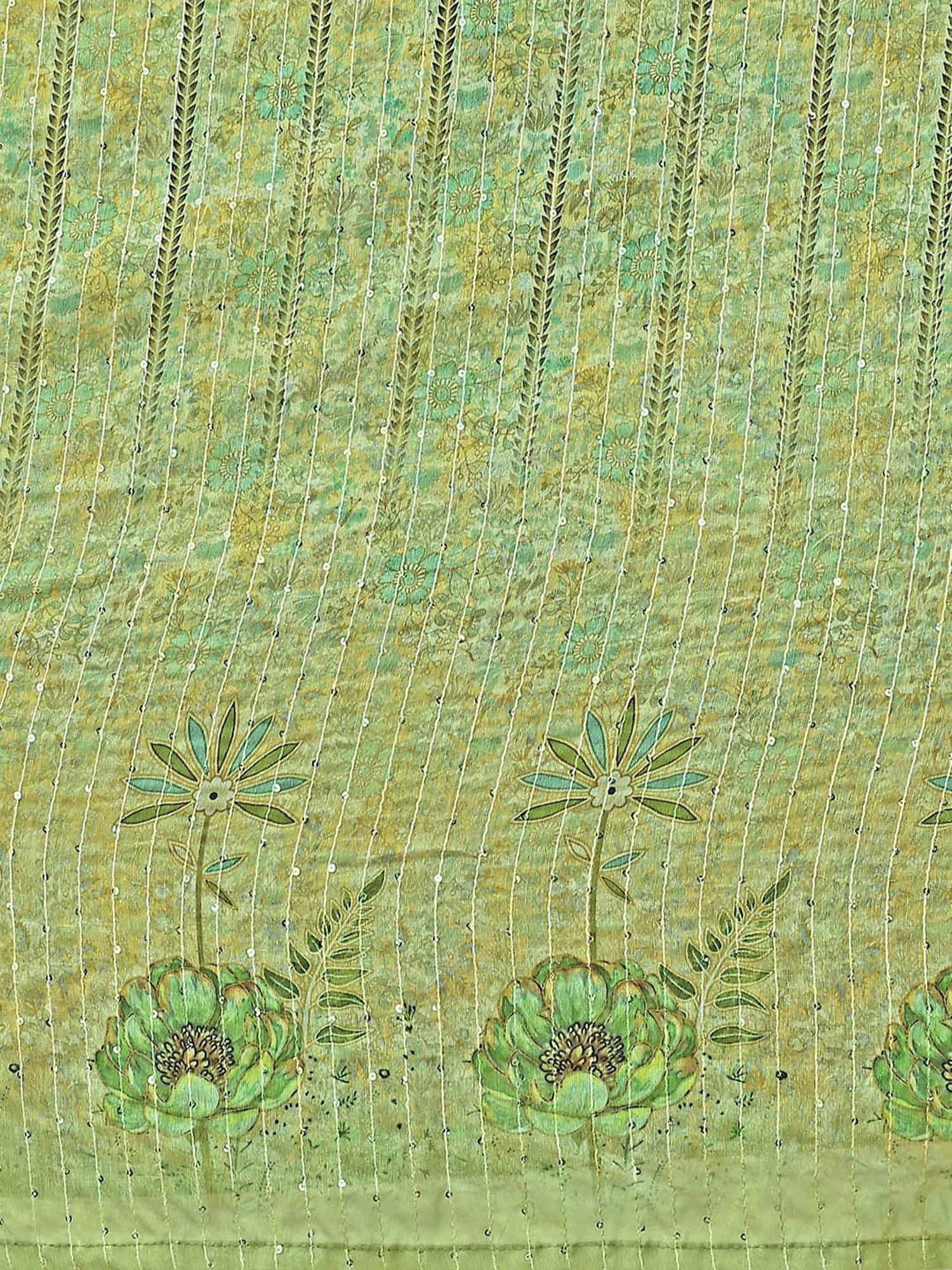 PURVAJA Parrot Green Printed Lehenga Choli Set With Dupatta