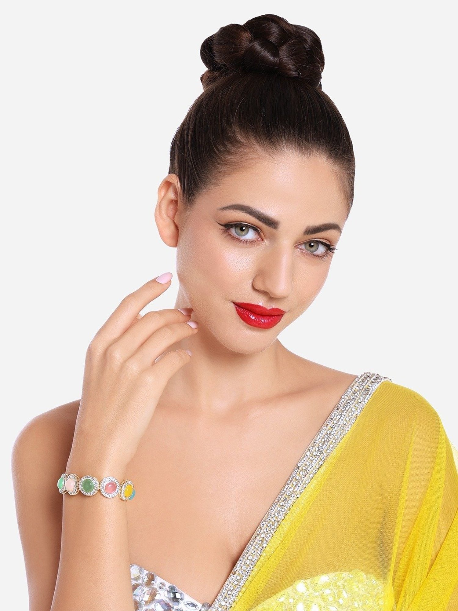 Zaveri Pearls Multicolor Artificial Stones & Austrian Diamonds Ethnic Bracelet-ZPFK16673