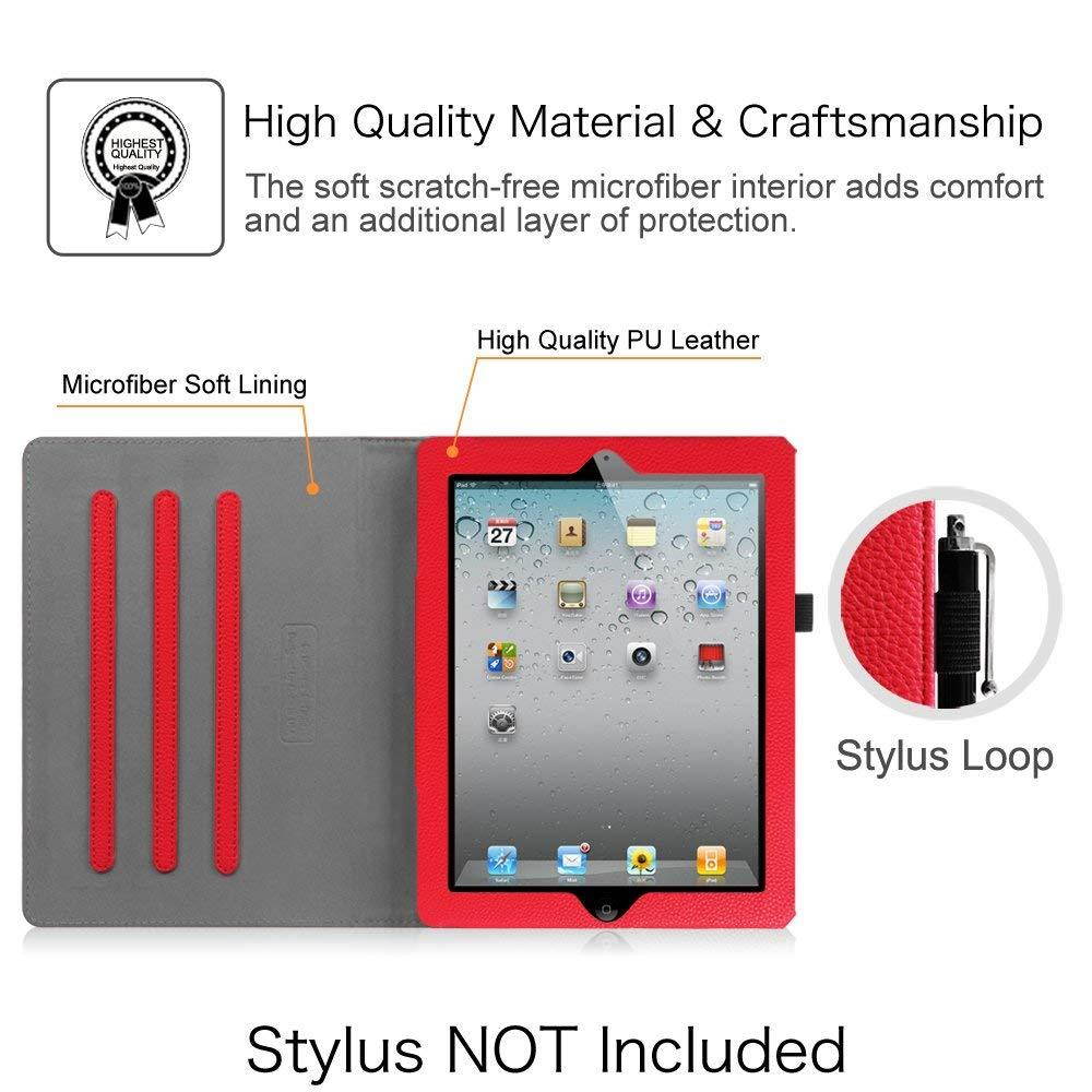 Fintie iPad 2/3/4 Case [Corner Protection] - [Multi-Angle Viewing] Folio Smart Stand Cover with Pocket, Auto Sleep/Wake for Apple iPad 2, iPad 3 & iPad 4th Gen with Retina Display, Red