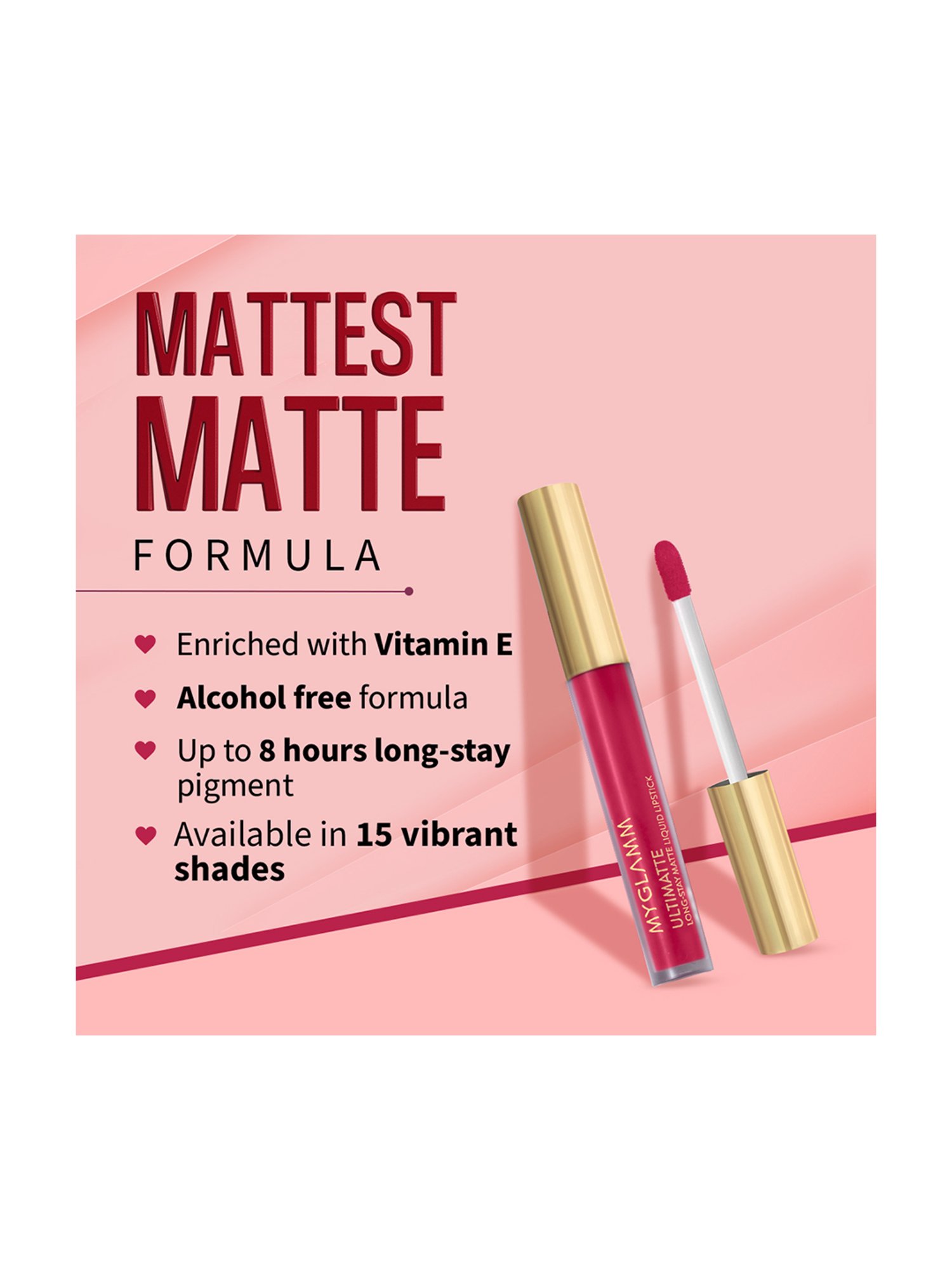 MyGlamm Ultimatte Long Stay Matte Liquid Lipstick Pink Doll - 2.5 ml