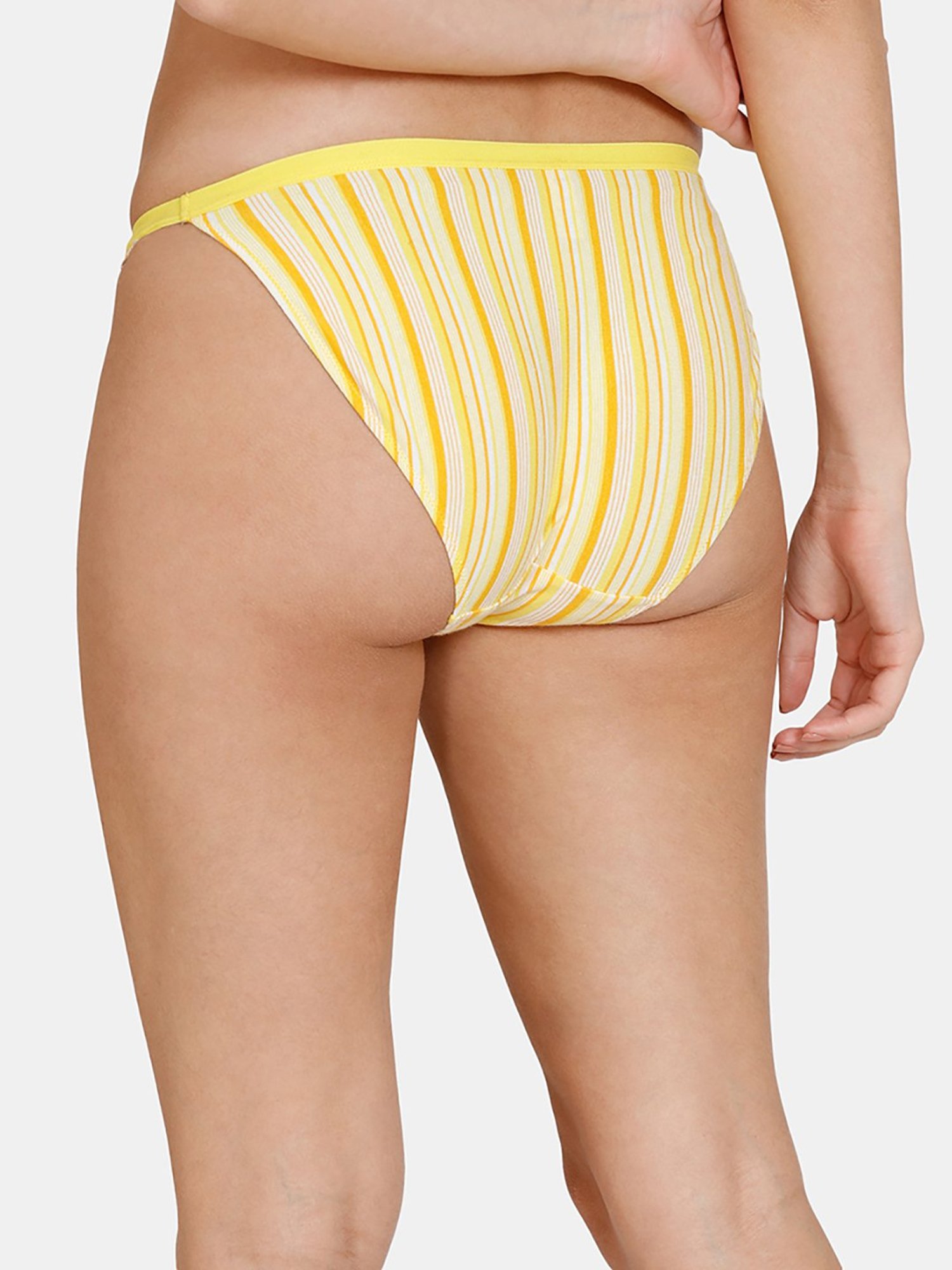 Zivame Yellow Striped Bikini Panty