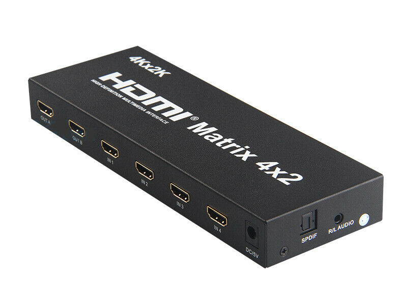4x2 HDMI True Matrix Switch Splitter Selector Remote Control 3D 1080P 4-in 2-out