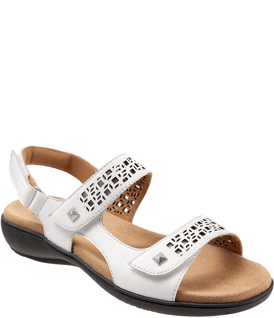 Trotters Romi Cutout Leather Adjustable Hook and Loop Footbed Sandals