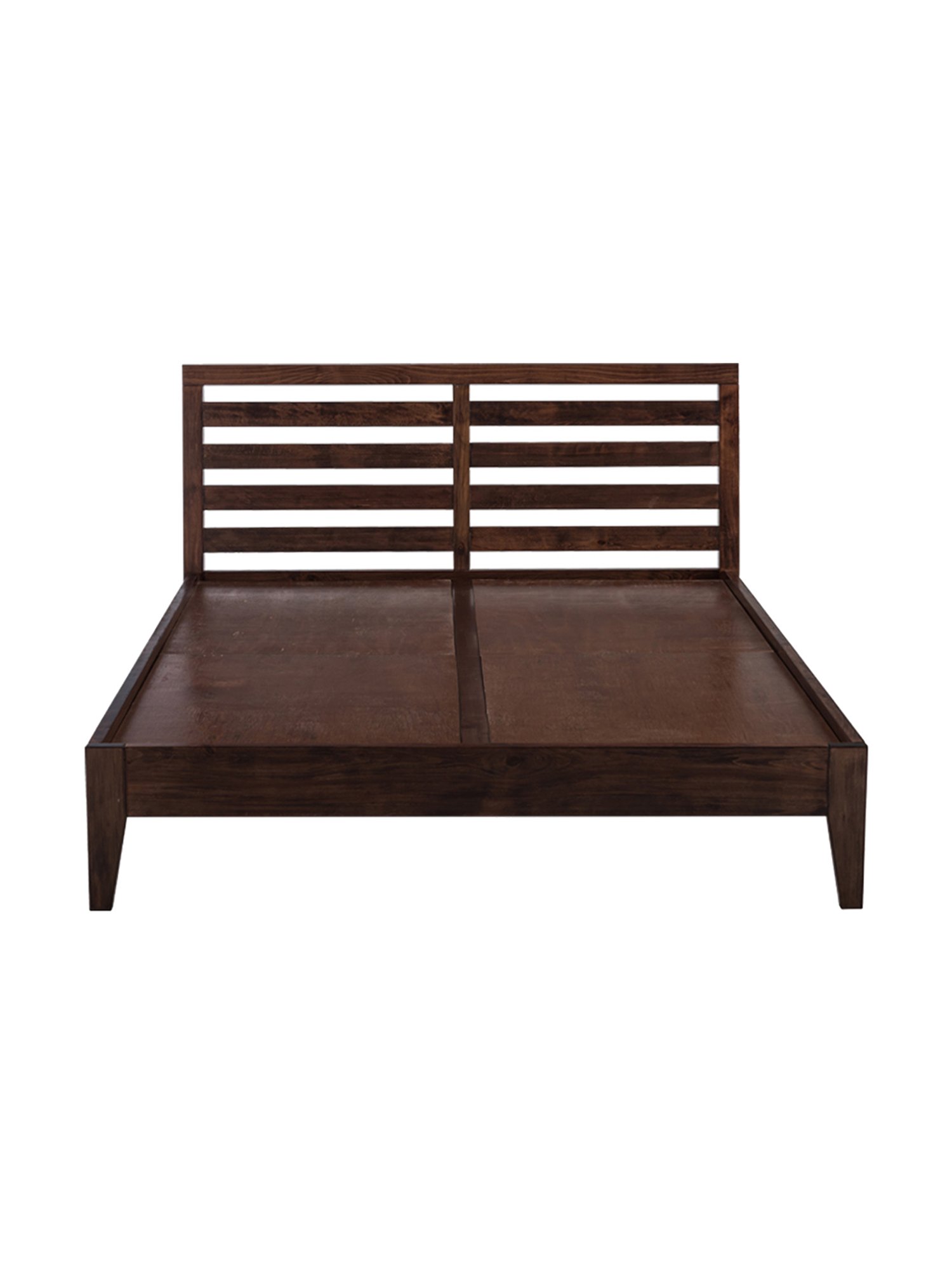 Pure Fern Solid Wood King Size Bed in Walnut Brown Matte Finish