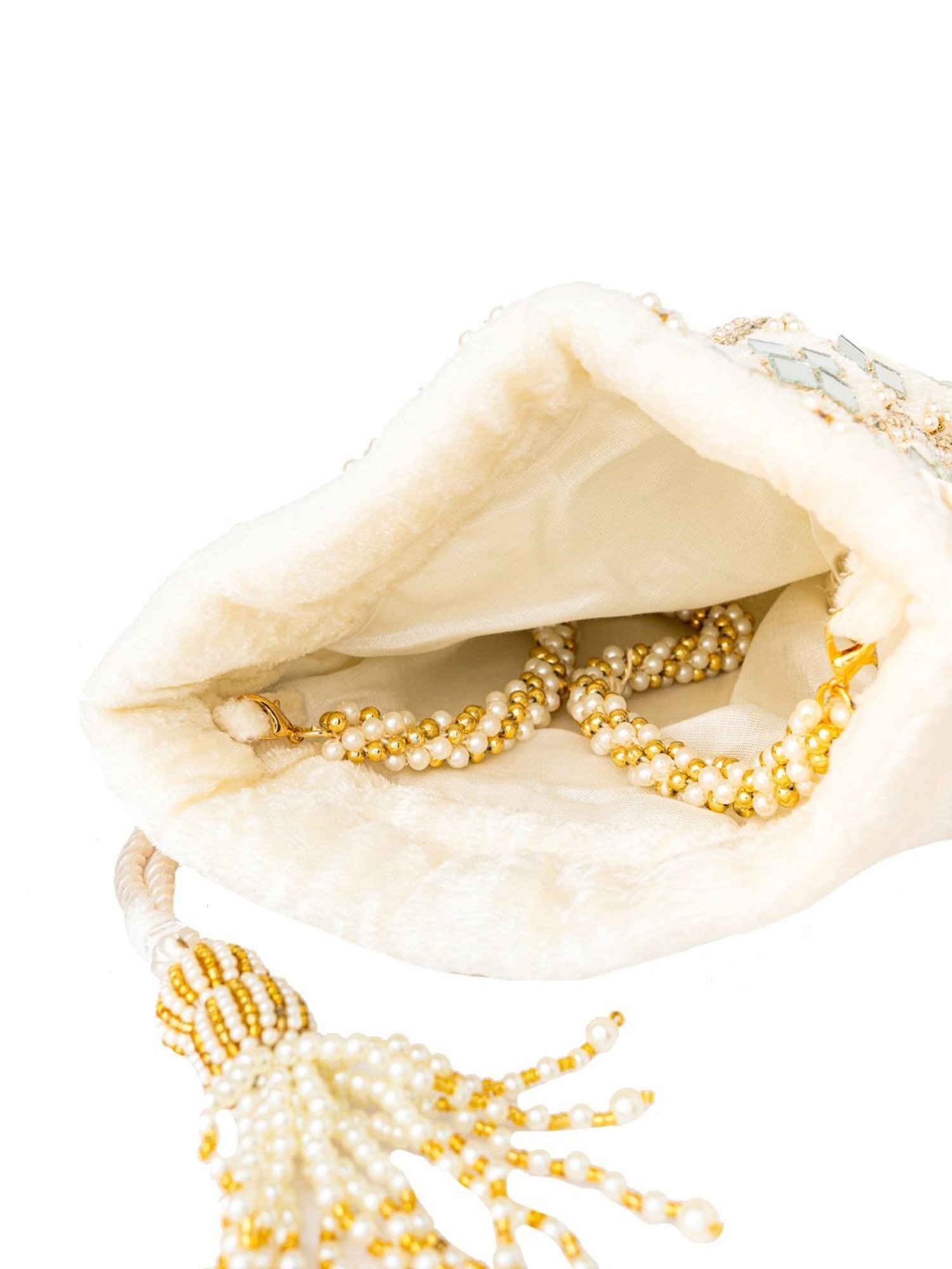 NR by Nidhi Rathi White Embellished Potli