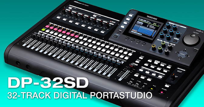TASCAM DP-32SD 32-Track Digital Portastudio. With (4) XLR Cables + (4) TRS Cables.