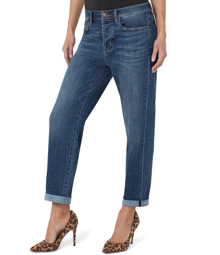 Liverpool Los Angeles Crosshatch Denim Rolled Real Boyfriend Jean